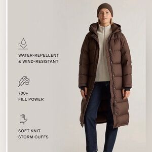 Quince Responsible Down Long Puffer Jacket brown Size S NWT